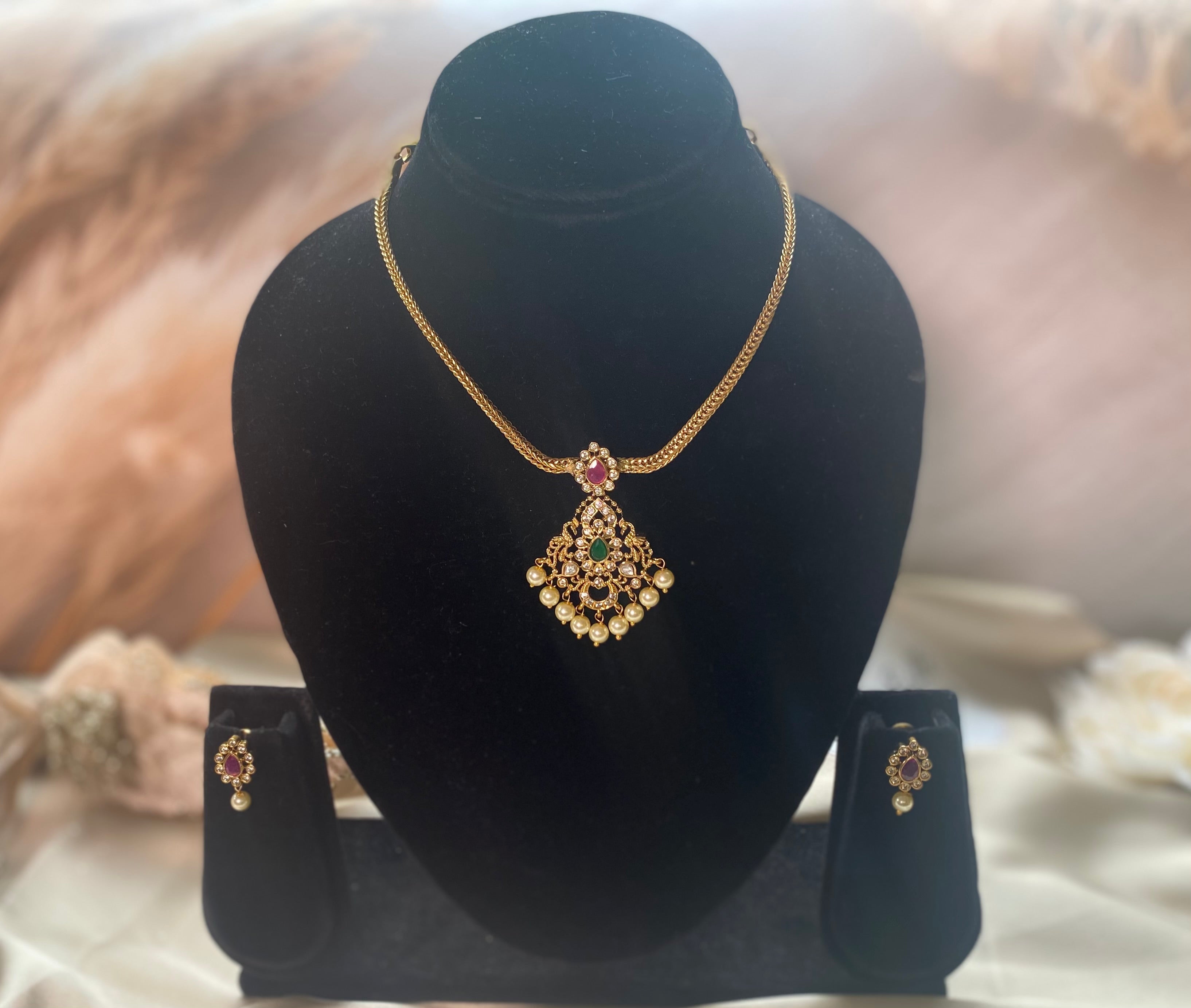Rajkumari Pearl Drop Necklace Set