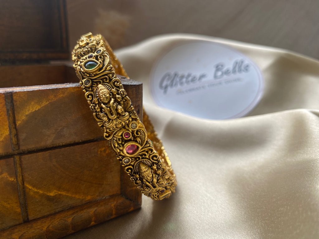 Antique Gold Finish Bangle with Stone Accents