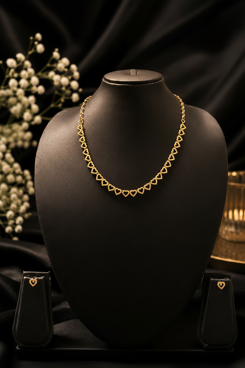 Enhanced Gold Heart Necklace Set