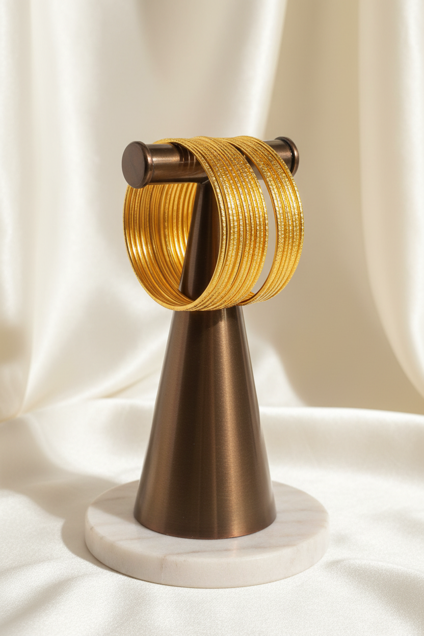 Gold Bangles on Display Stand