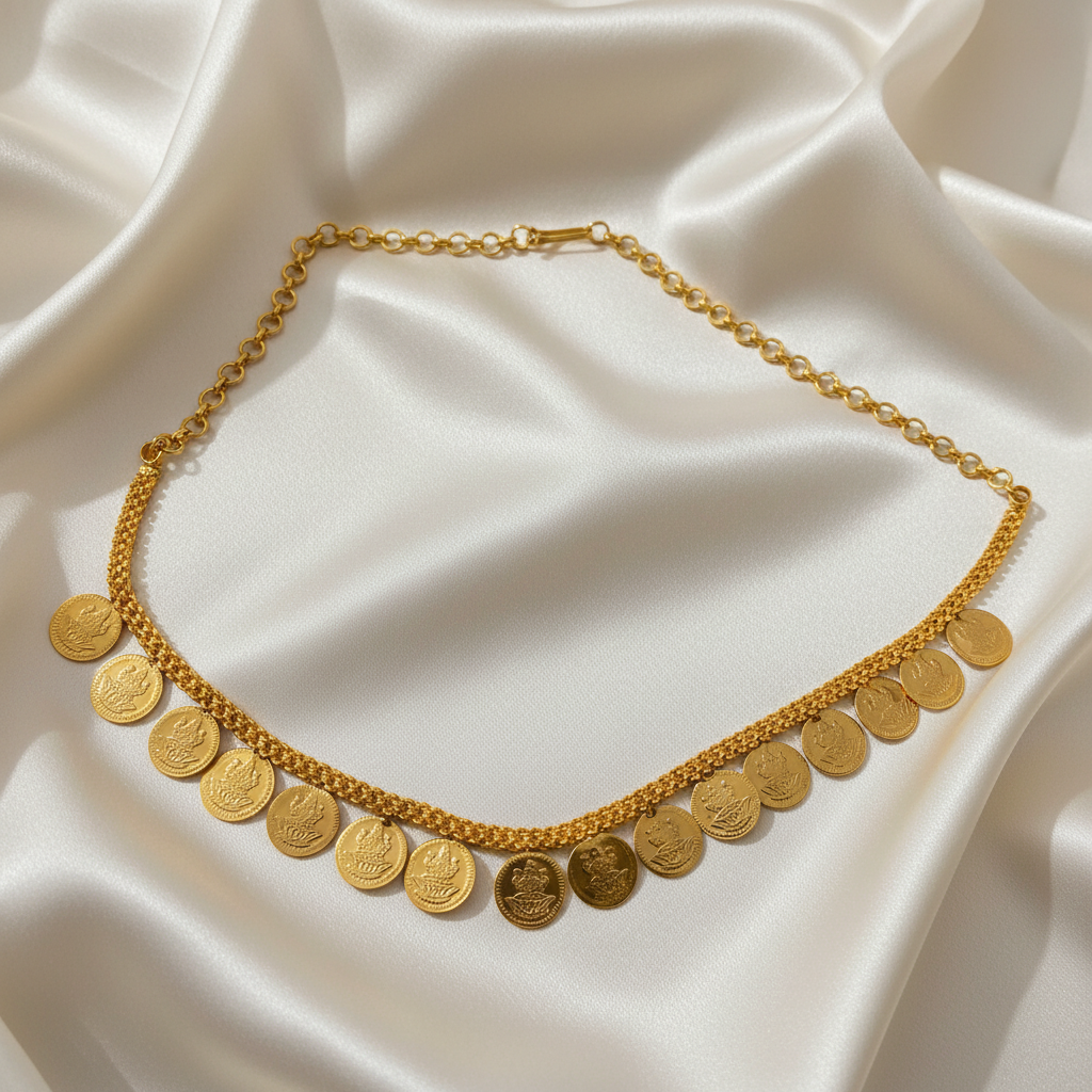 Gold Coin Necklace with Premium Background