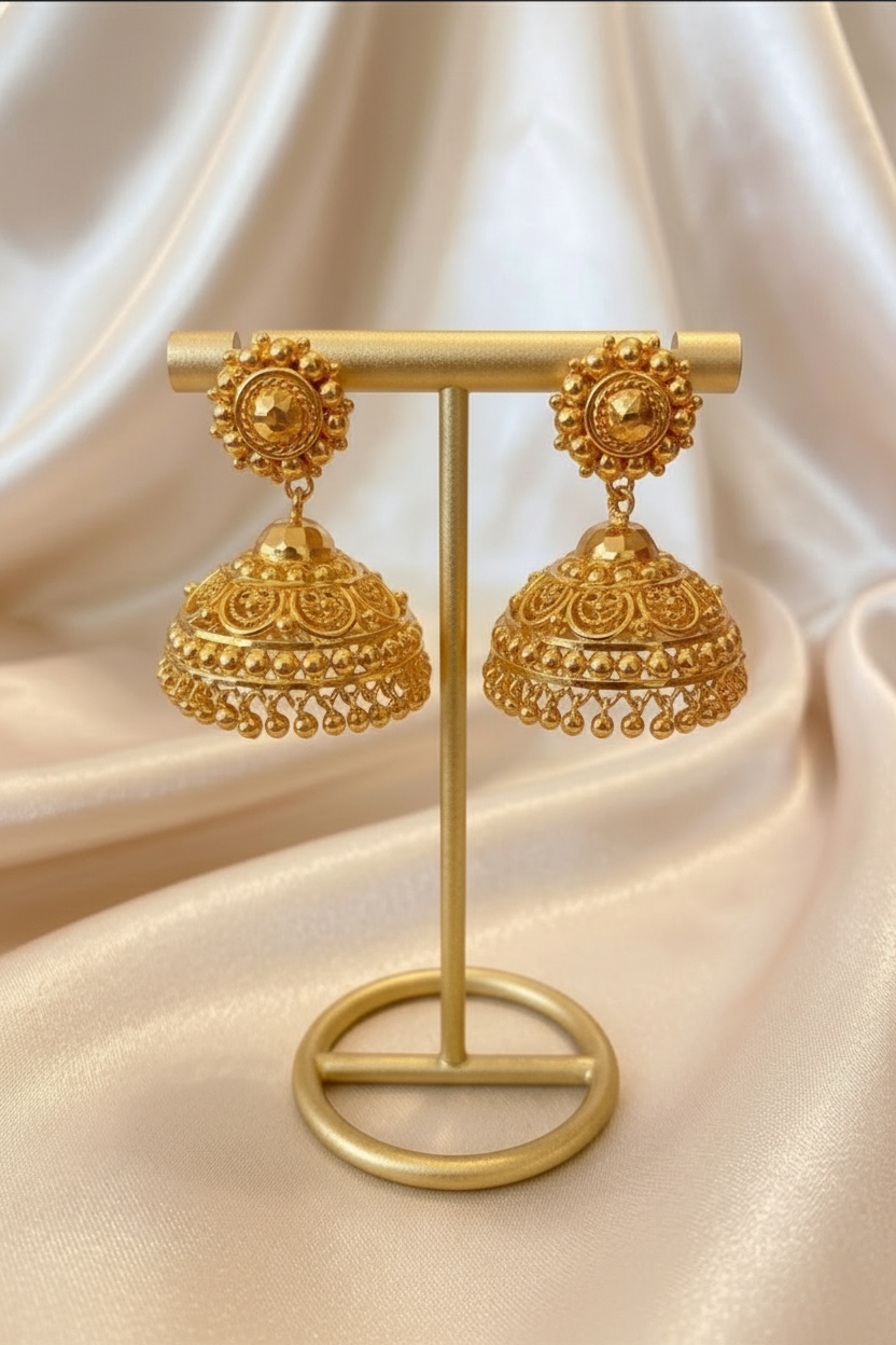 Gold Jhumka Earrings – Enhanced
