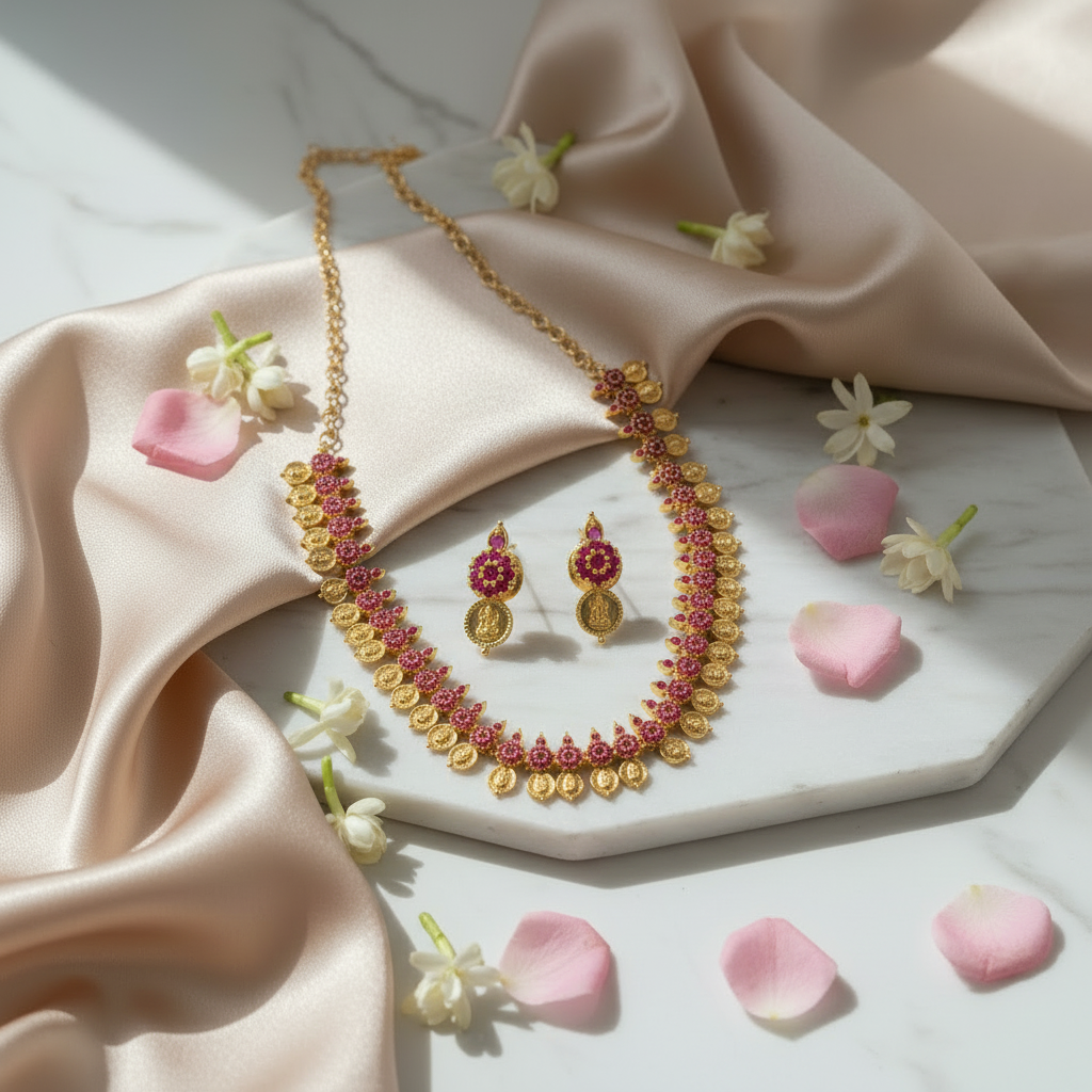 Gold necklace and earrings set - luxury jewelry combo