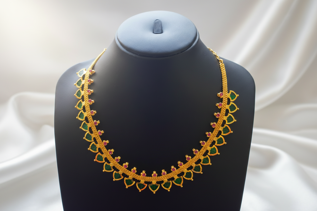 Gold necklace with new background