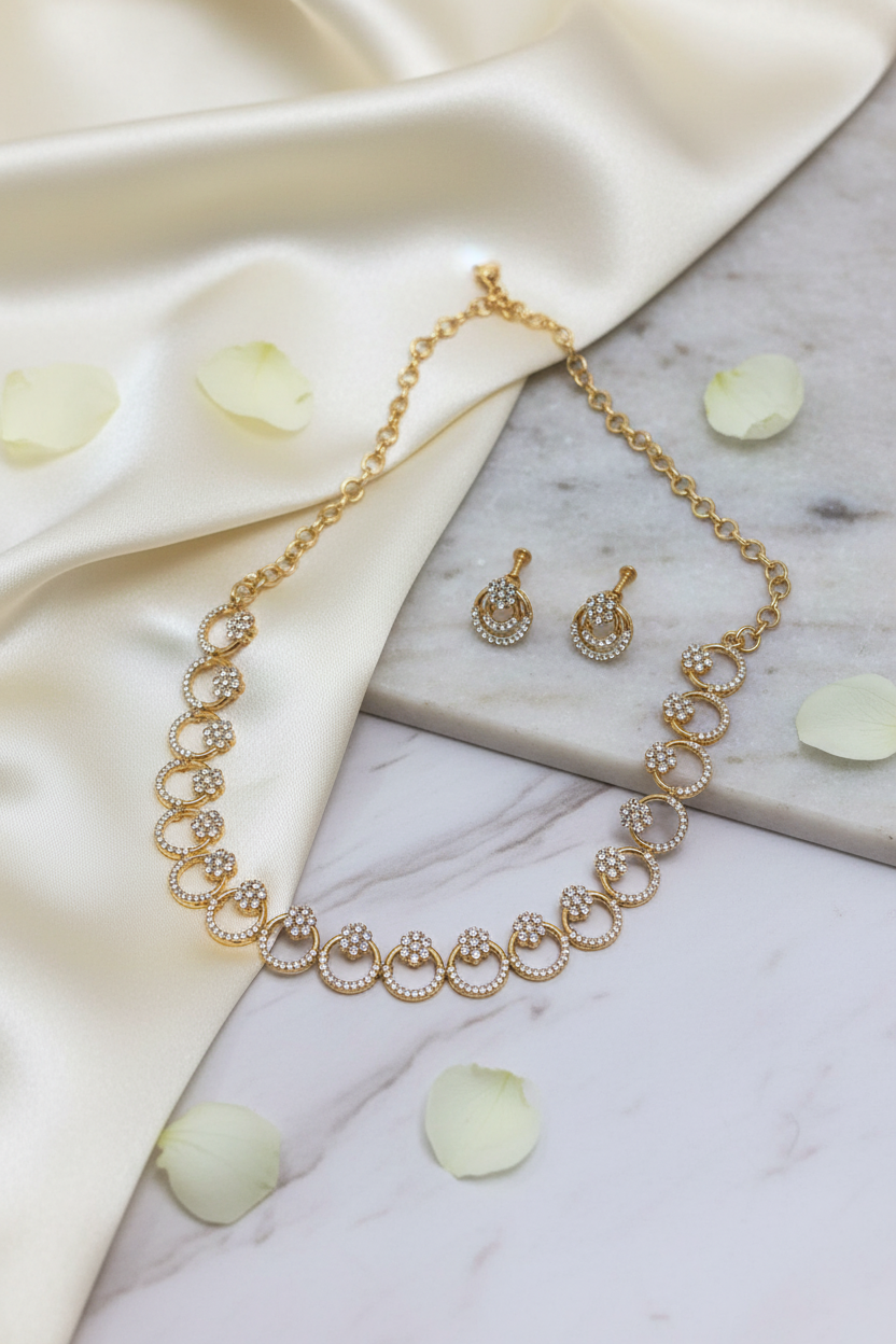 Jewelry with elegant background and flower petals