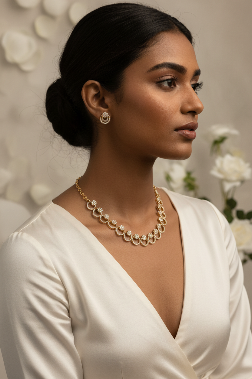 Jewelry worn by model