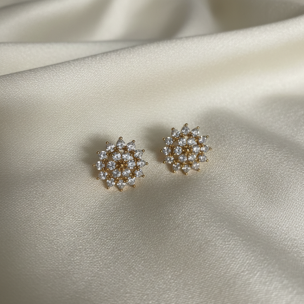 Starburst earrings with elegant background